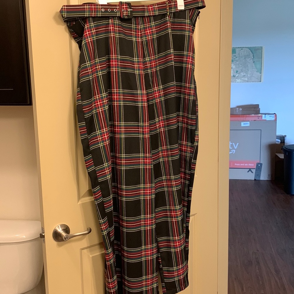 Modcloth plaid trousers with belt